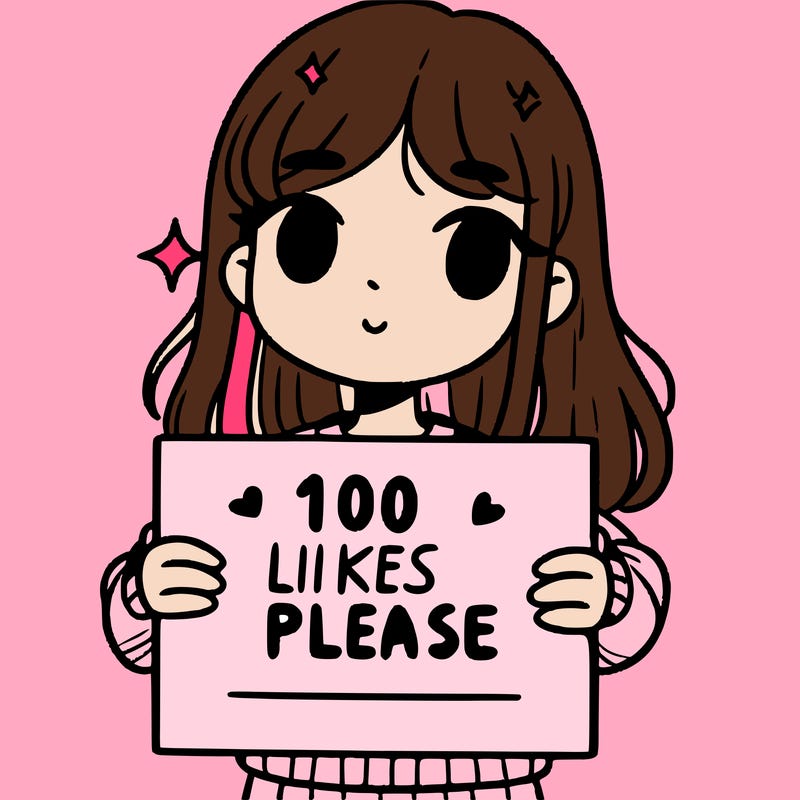 a girl holding up a sign saying 100 likes please