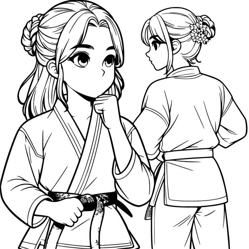 a realistic girl at karate class