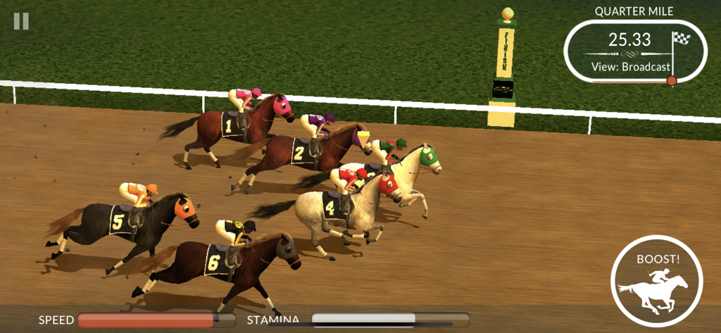 Photo Finish Horse Racing - Jockeys and horses competing in a realistic horse racing simulation on a dirt track