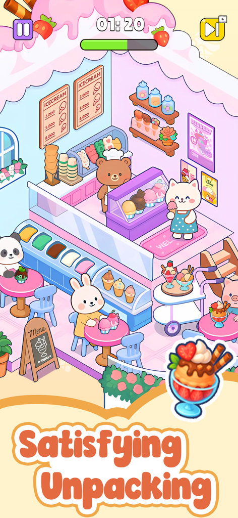 Dream Room Decor - Un interior de heladería lindo y acogedor con animales de dibujos animados y decoraciones de habitaciones pastel.