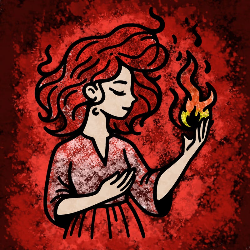 woman with fire