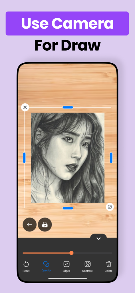 AR Drawing - Paint & Draw - Tracing a portrait sketch using the camera in AR Drawing app