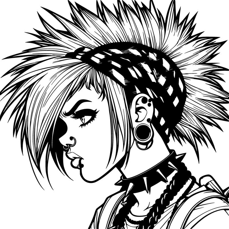 punk girl realistic style
