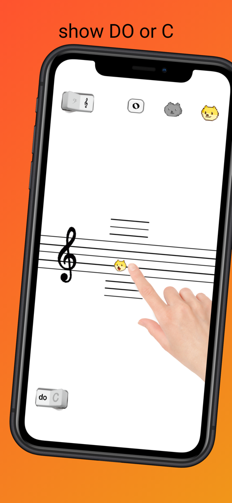 Kind spielt musikalische Noten auf einem Notensystem in der FurMelody App
