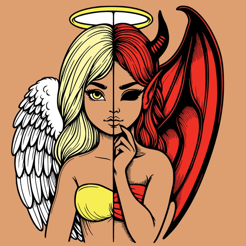 realistic angel half demon