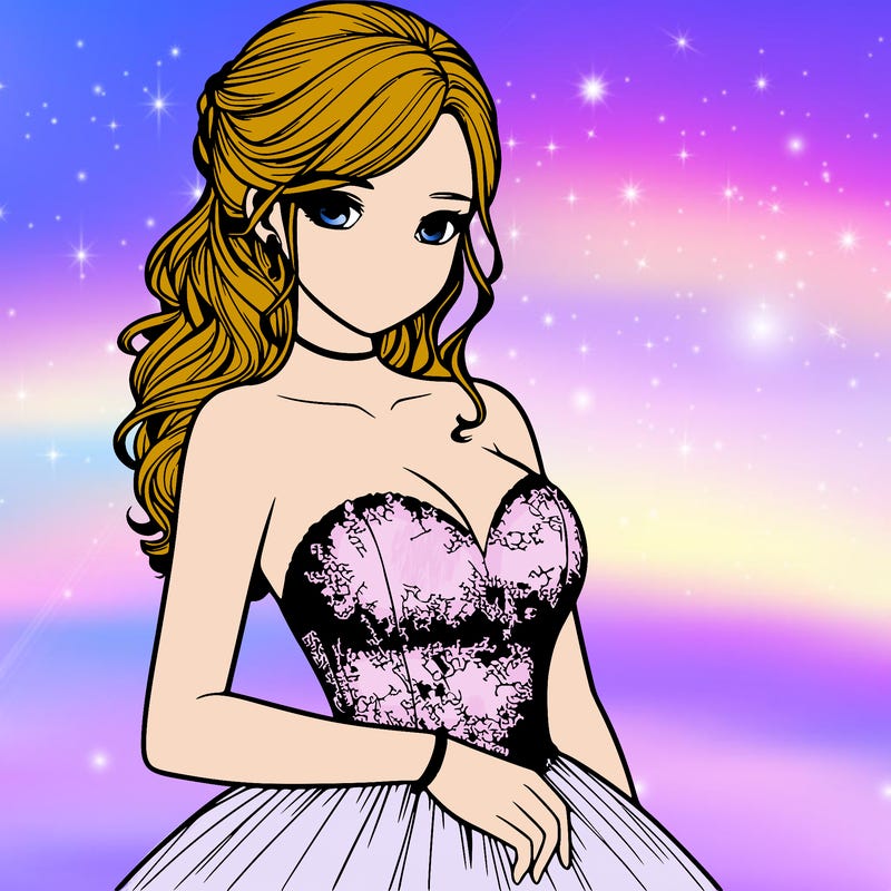 realistic girl in prom dress