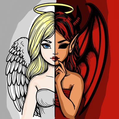 realistic angel half demon