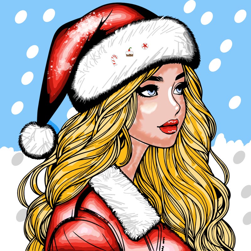 realistic girl in santa hat