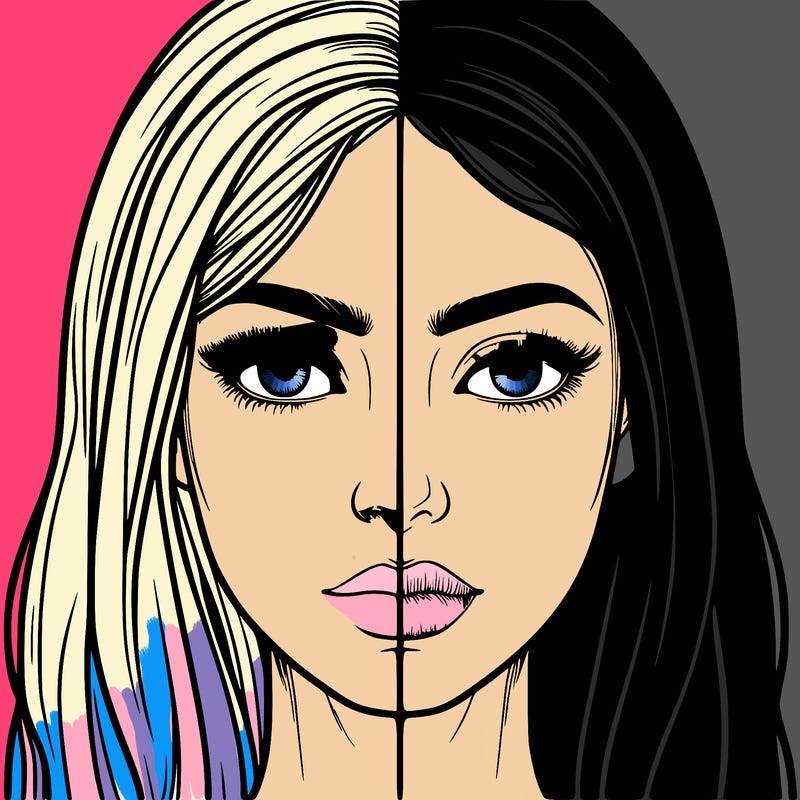 realistic woman half and half