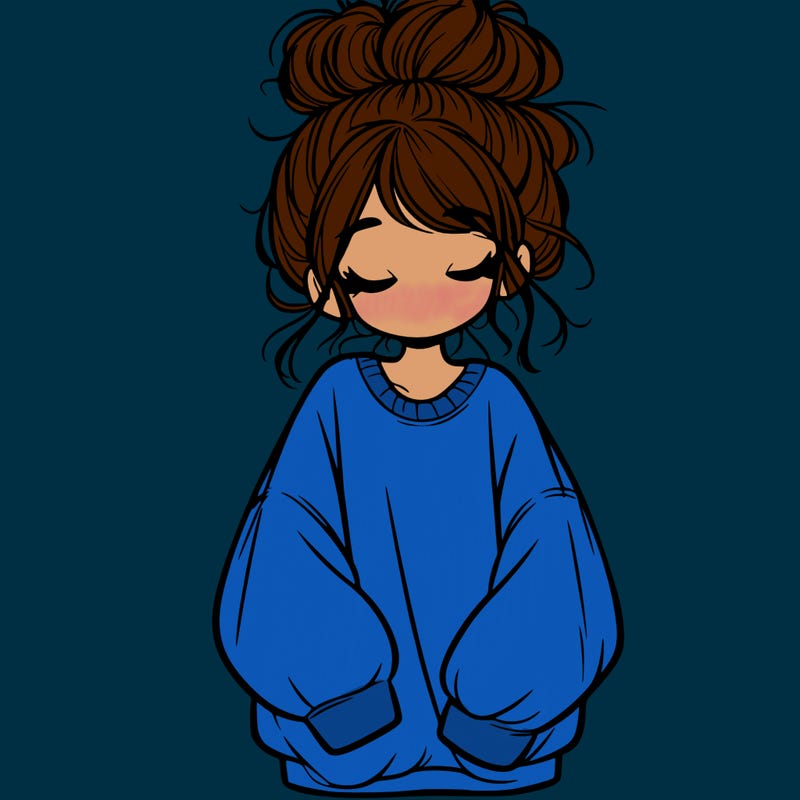girl with baggy sweatshirt and messy bun