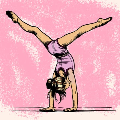 realistic gymnastic hand stand girl in four splits