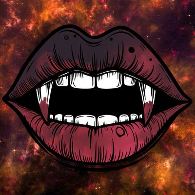 lips with vampire teeth