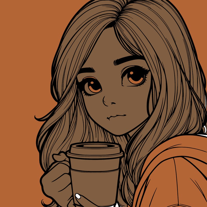 realistic girl drinking coffee
