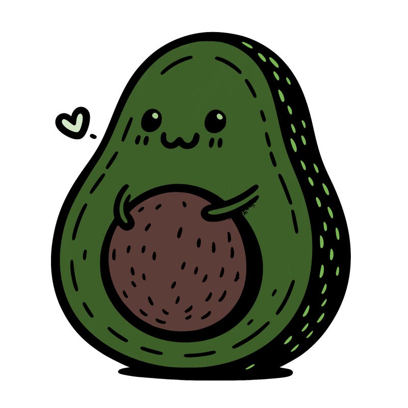 an avocado hugging an avocado