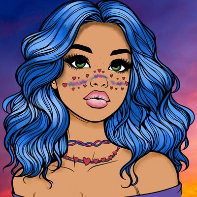 realistic girl with wavy hair and lips