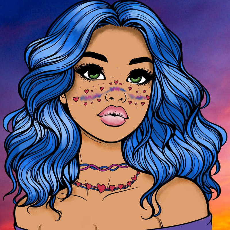 realistic girl with wavy hair and lips