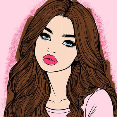 realistic girl with hair on her hair and lips