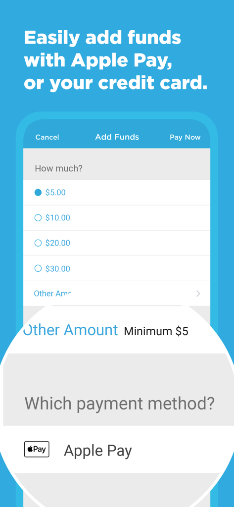 Adding laundry funds on the CSCPay Mobile app with Apple Pay
