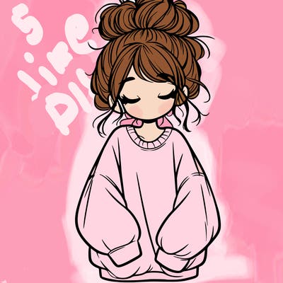 girl with baggy sweatshirt and messy bun