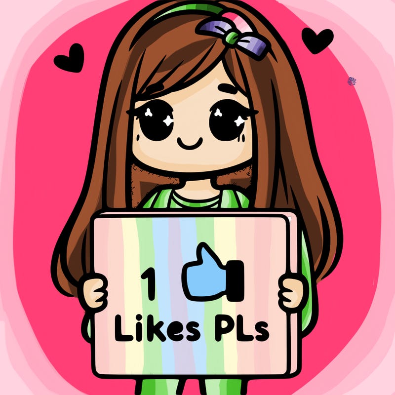 girl holding a sign saying 10 likes pls