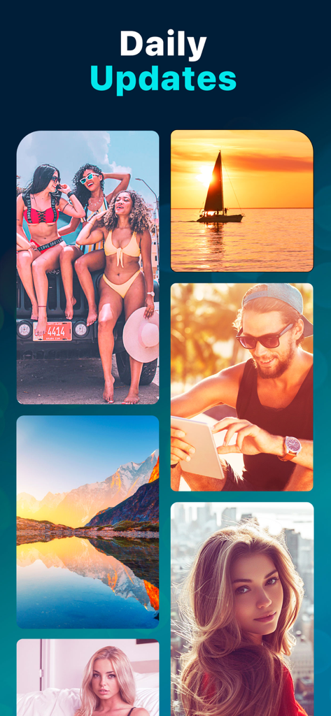 App Presets for Lightroom - Collage aus Lifestyle- und Reisefotos, die tägliche Lightroom-Voreinstellungs-Updates demonstrieren.
