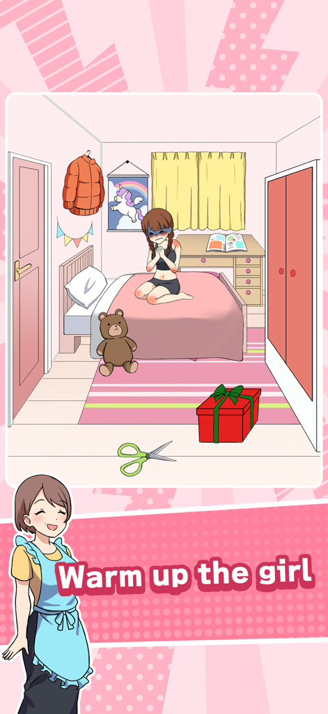 Tricky Mean - Brain puzzle - Un nivel de Tricky Mean, juego de rompecabezas cerebral, donde el objetivo es calentar a una niña tiritando en su habitación.