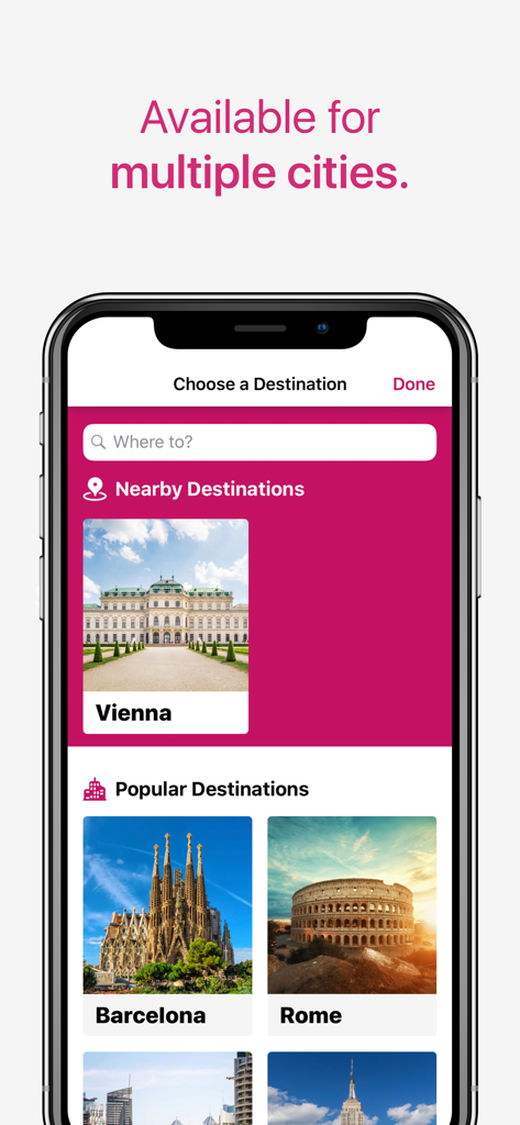 TicketLens: Tours & Activities - TicketLensアプリ、バルセロナ、ローマ、ウィーンなどの人気旅行先のリストを表示するインターフェース