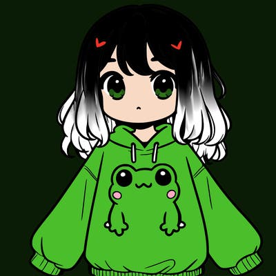 girl wearing frogging sweatshirt