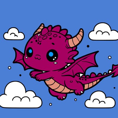 a cute little dragon flying around