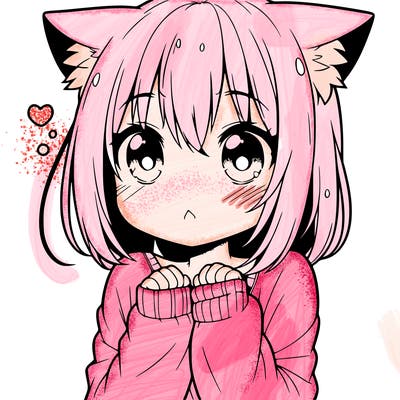 shy anime catgirl
