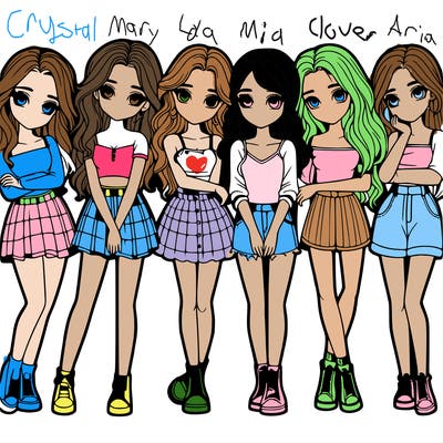 a group of girls realistic