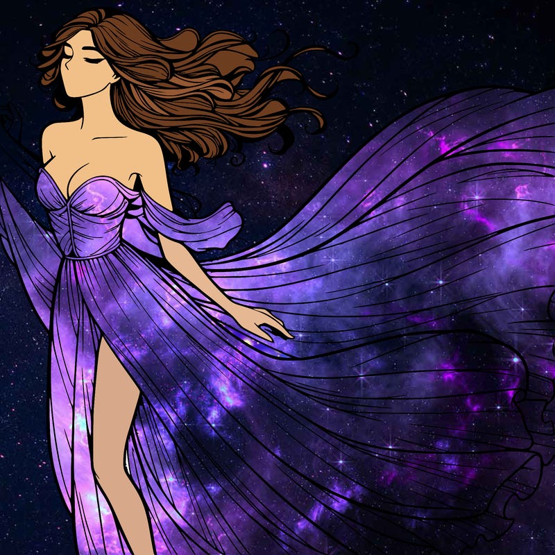 realistic woman in dress flowing the the wind