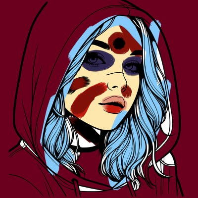 realistic girl with hood on