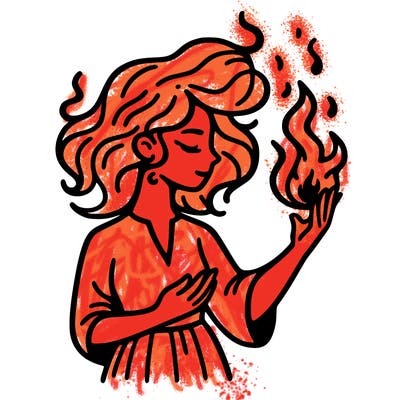 woman with fire