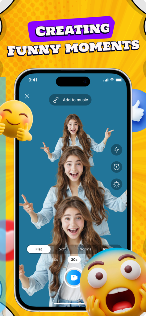 Falling Filter: Challenge - Mobile app interface showing a falling camera filter effect for social media content creation
