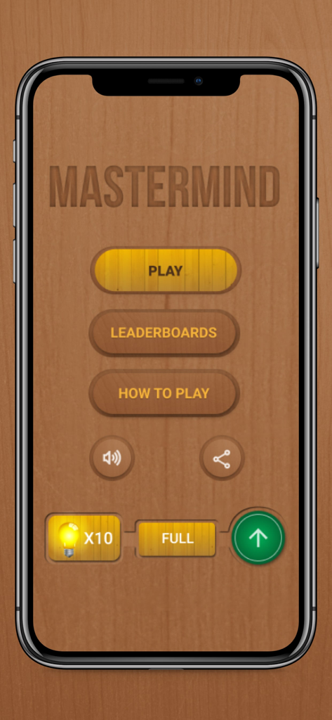 Codebreaker Game - Board Game - Main menu screen of the Mastermind logic board game app on iPhone