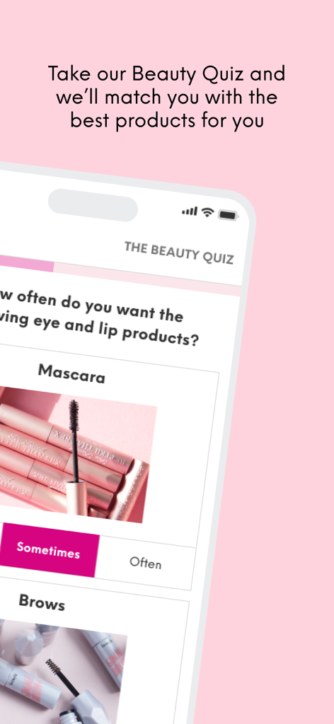 IPSY: Personalized Beauty - Mobiler App-Bildschirm mit dem IPSY Beauty-Quiz für personalisierte Make-up- und Hautpflege-Empfehlungen.