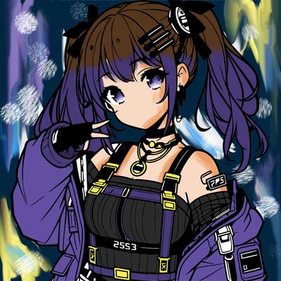 anime teen girl in cyberpunk outfit
