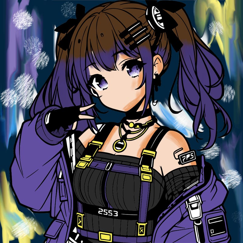 anime teen girl in cyberpunk outfit