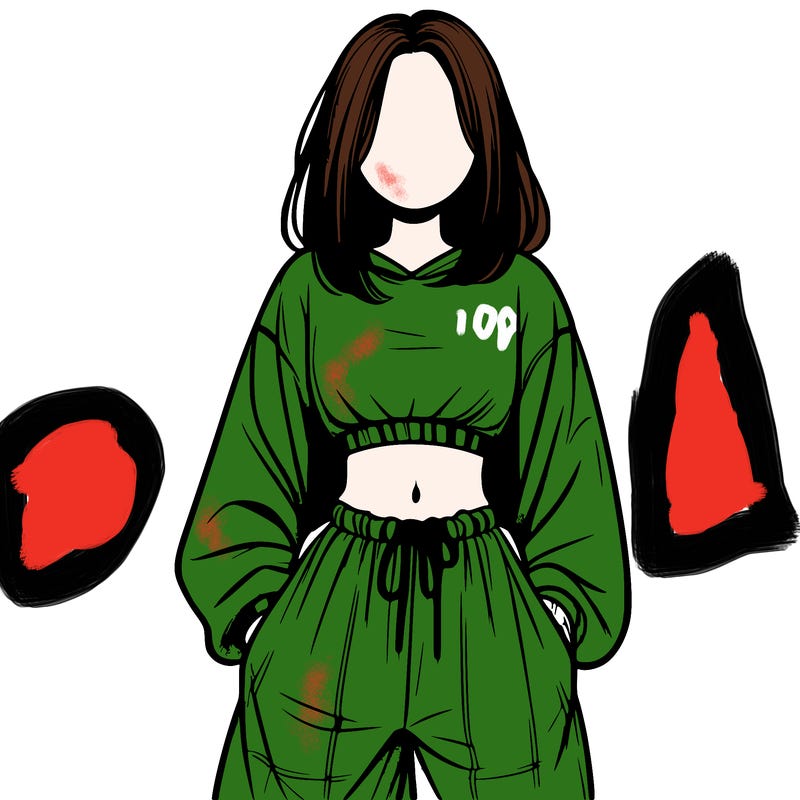 realistic girl faceless with baggy pants and a crop top