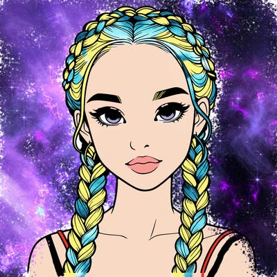 realistic girl with braids