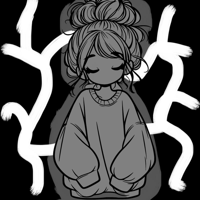 girl with baggy sweatshirt and messy bun