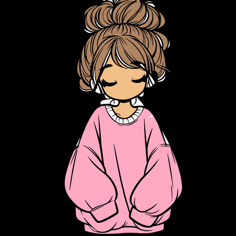 girl with baggy sweatshirt and messy bun