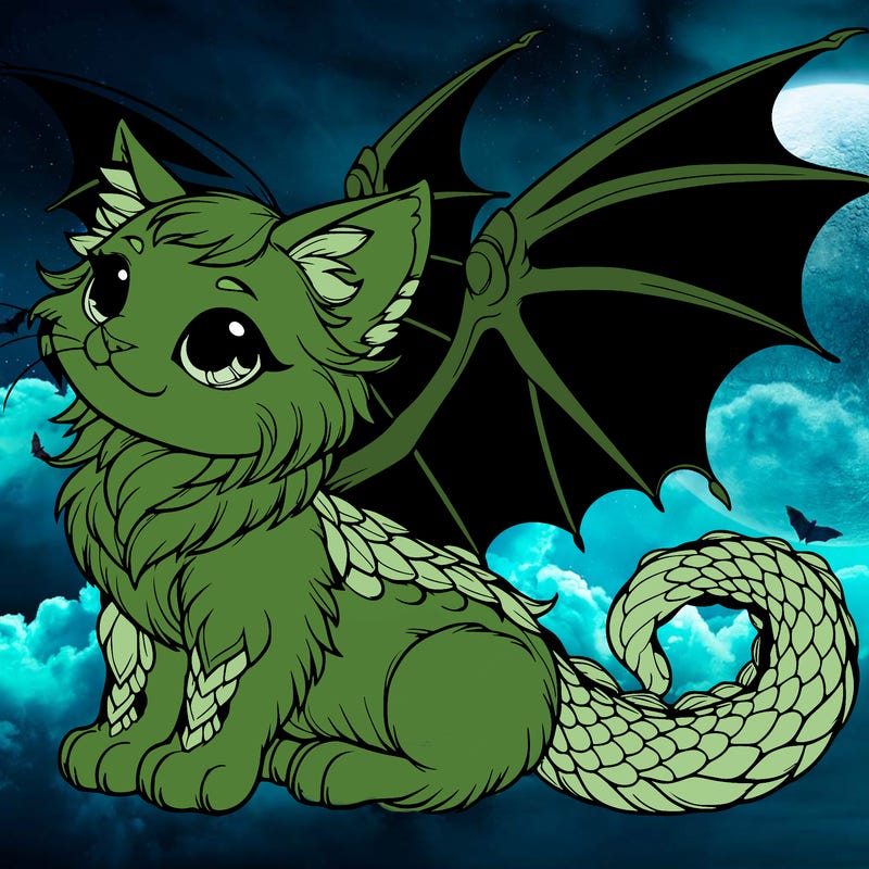 a realistic cat with dragon wings