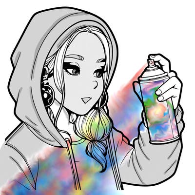 a realistic girl, spray painting