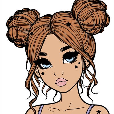 realistic girl with space buns