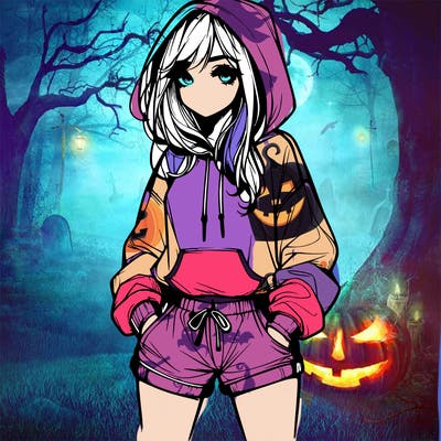 realistic girl in shorts and hoodie