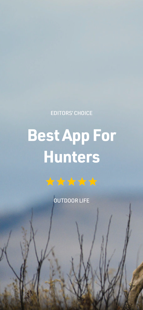 HuntStand named Best App For Hunters by Outdoor Life Editors Choice with five stars.