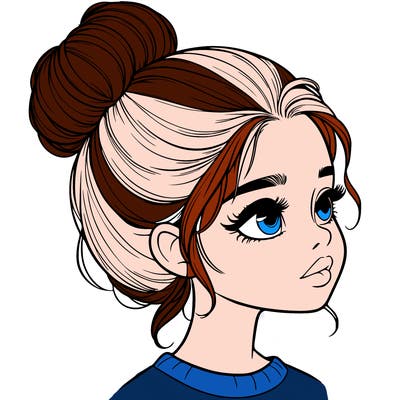 realistic girl with bun