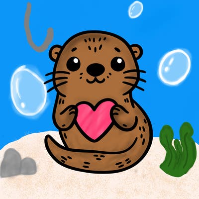otter with a heart